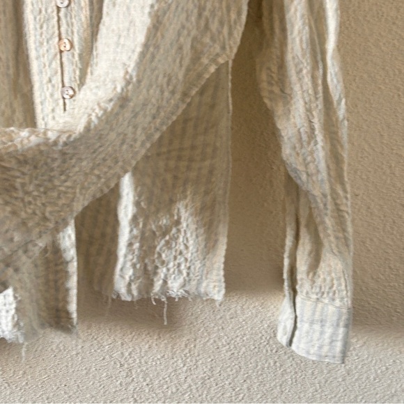 MIOU MUSE Button Up Shirt Women’s Small Striped Gauzy Lagenlook Minimalist Boho - Picture 8 of 11